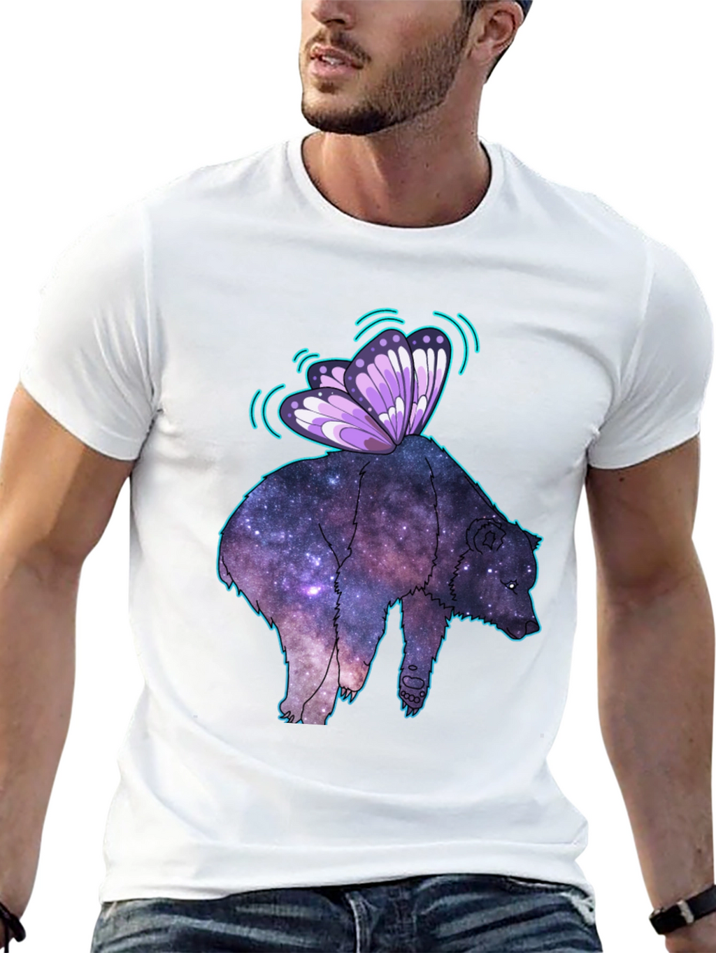 Cosmic Bear Butterfly T-Shirt - Galaxy Animal Tee