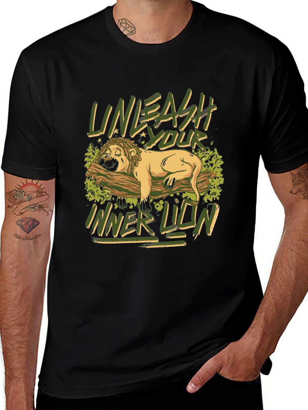 Unleash Your Inner Lion Graphic Tee - Black