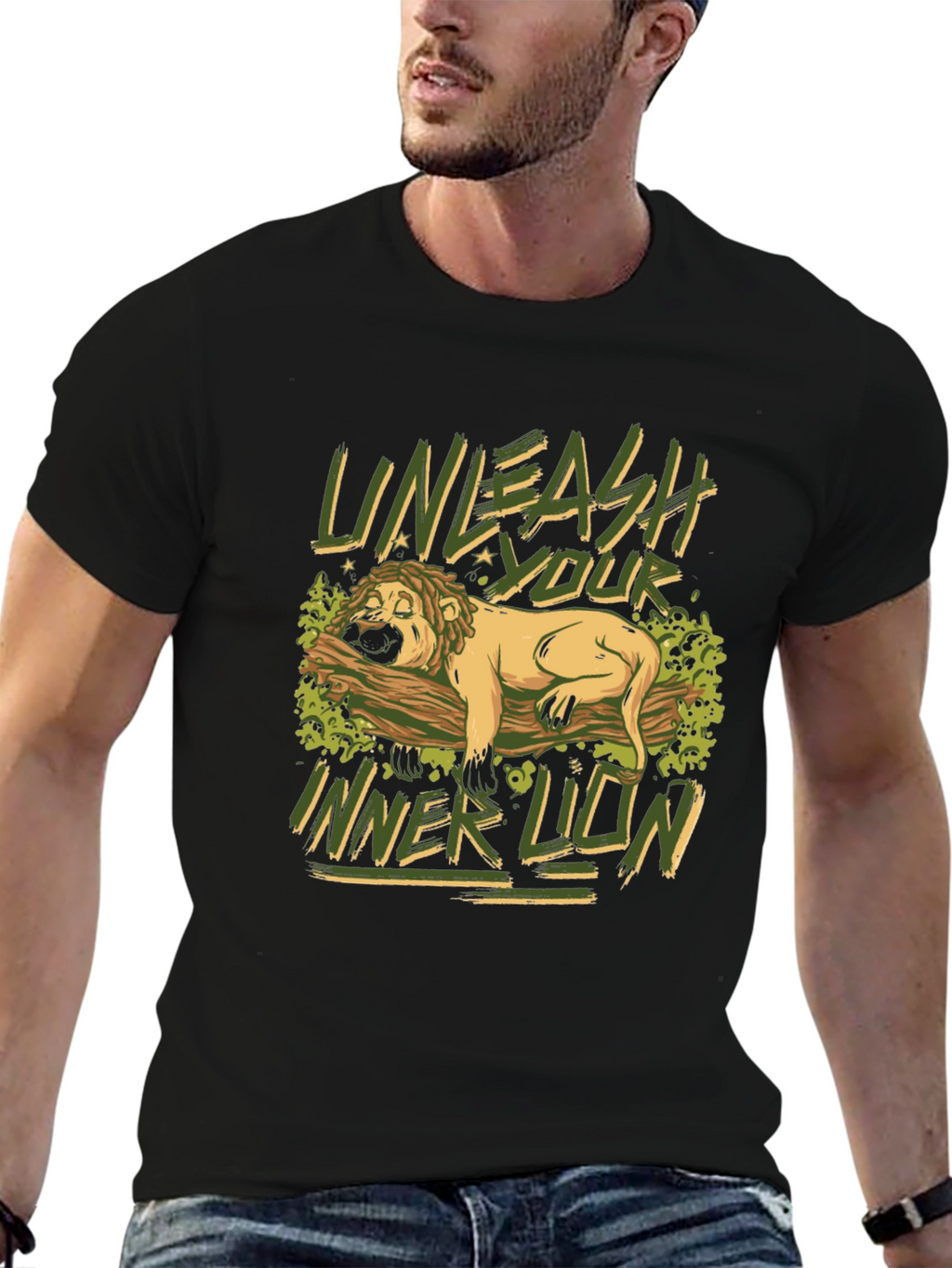 Unleash Your Inner Lion Graphic Tee - Black