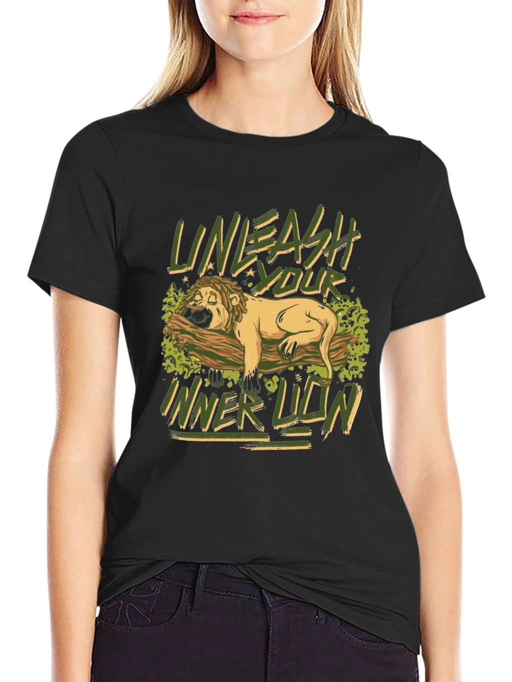 Unleash Your Inner Lion Graphic Tee - Black