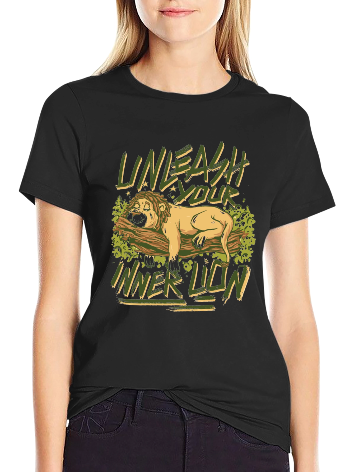 Unleash Your Inner Lion Graphic Tee - Black