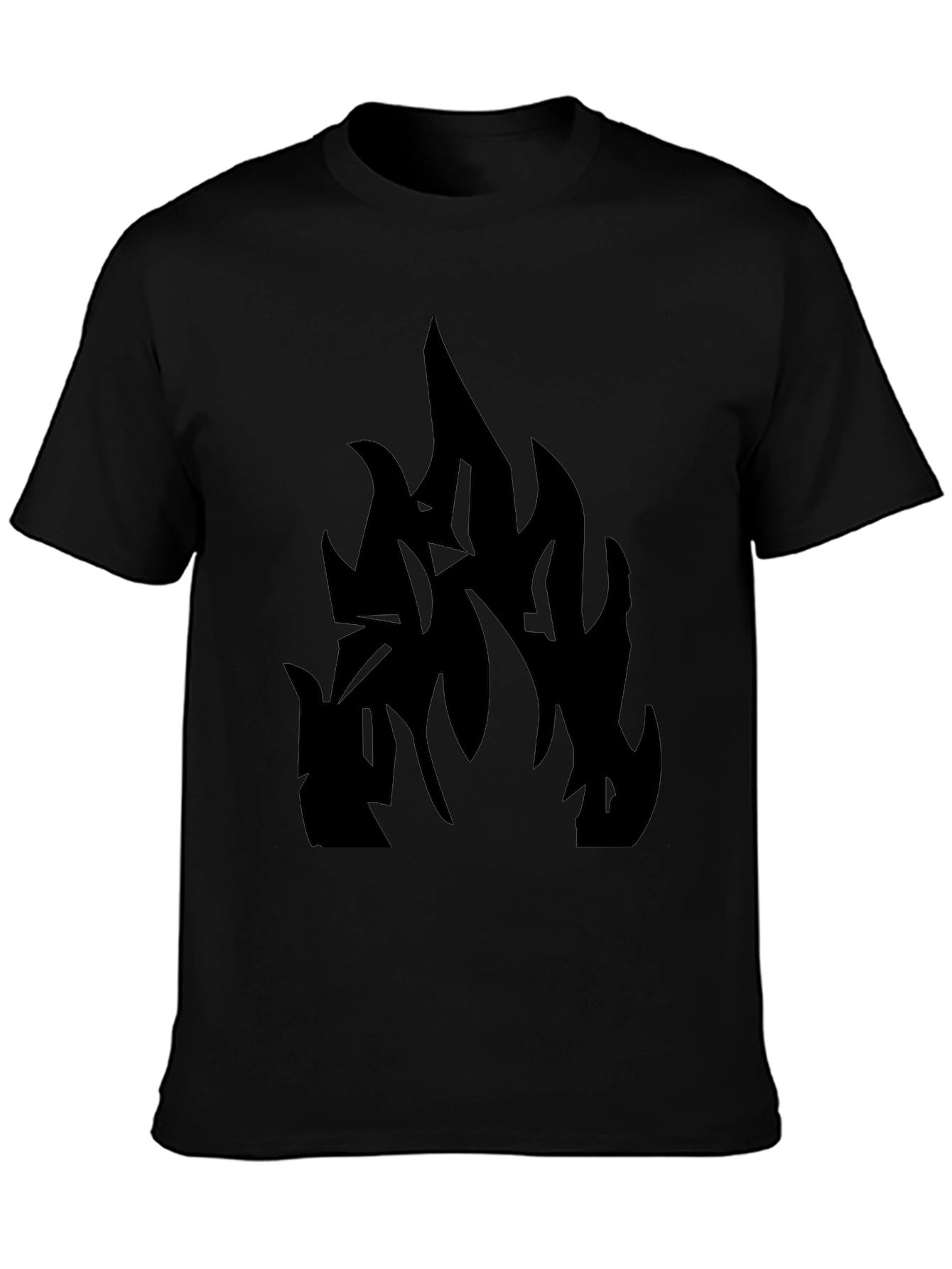 Black T-Shirt with Abstract Flame Design