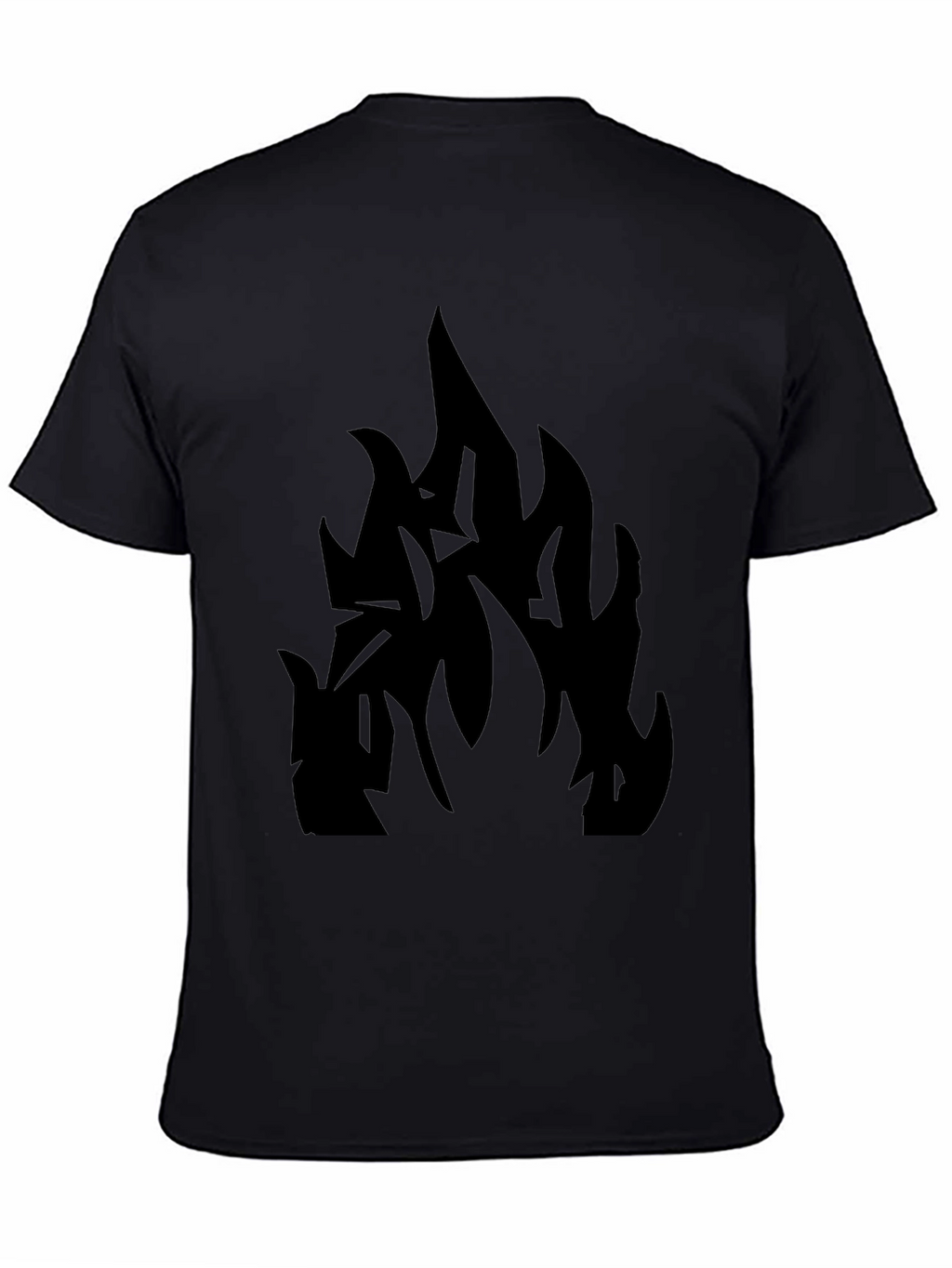 Black T-Shirt with Abstract Flame Design