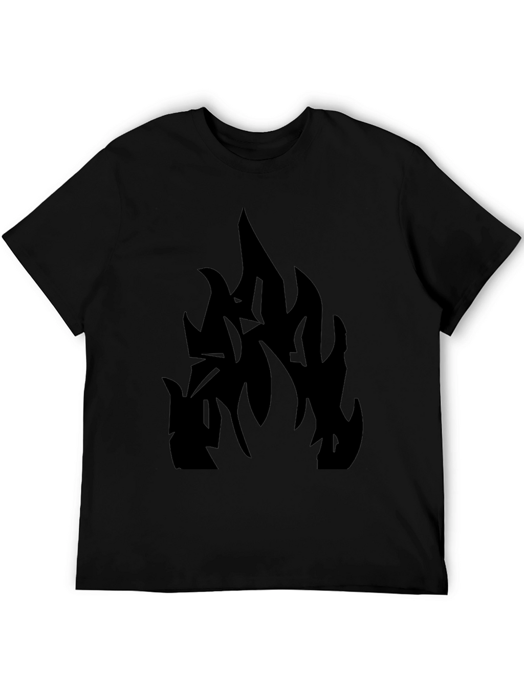 Black T-Shirt with Abstract Flame Design