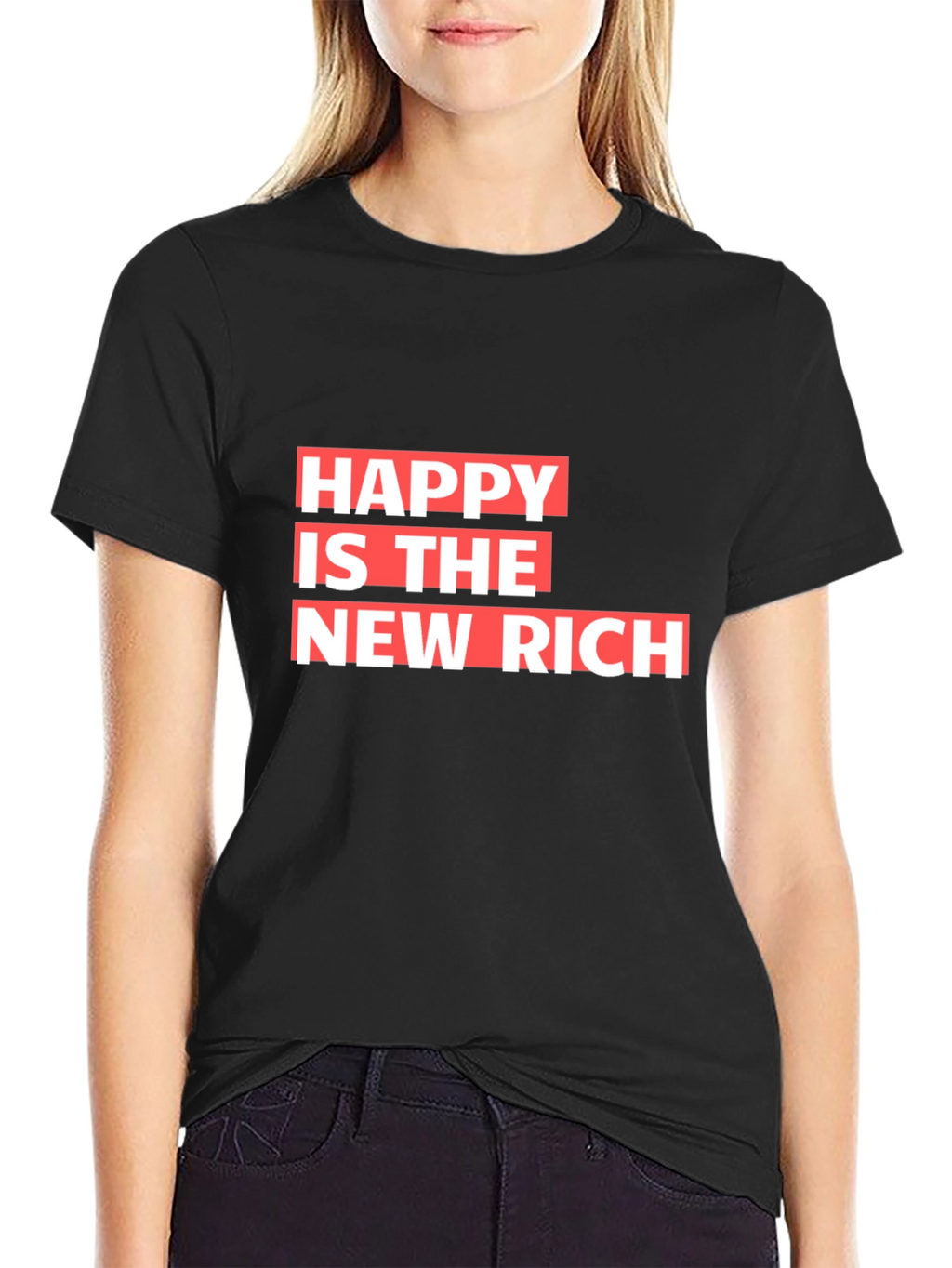 Happy is the New Rich Graphic Tee - Black