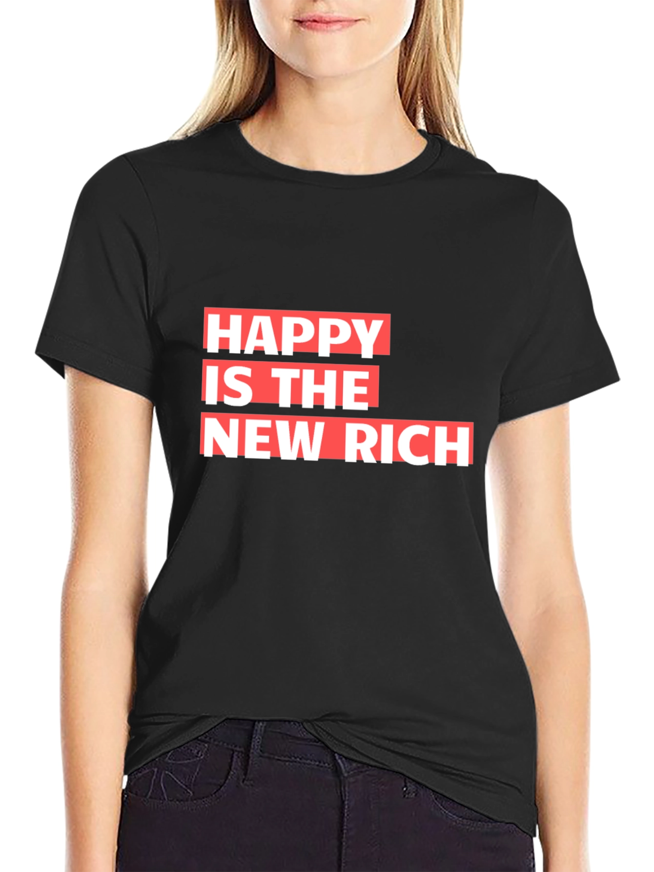 Happy is the New Rich Graphic Tee - Black