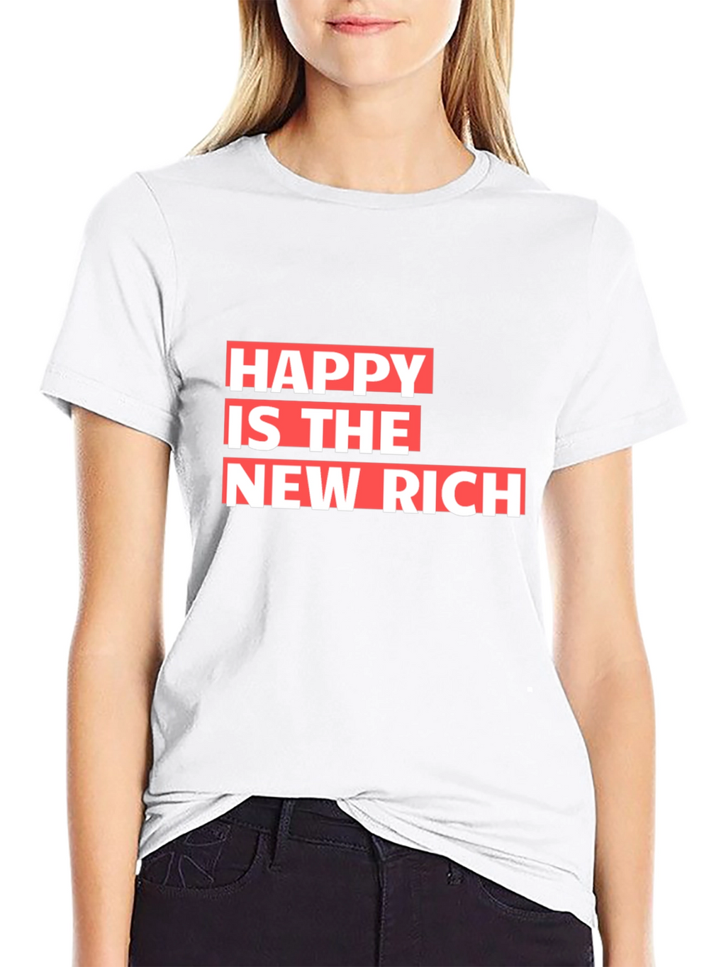 Happy is the New Rich Graphic Tee - Black