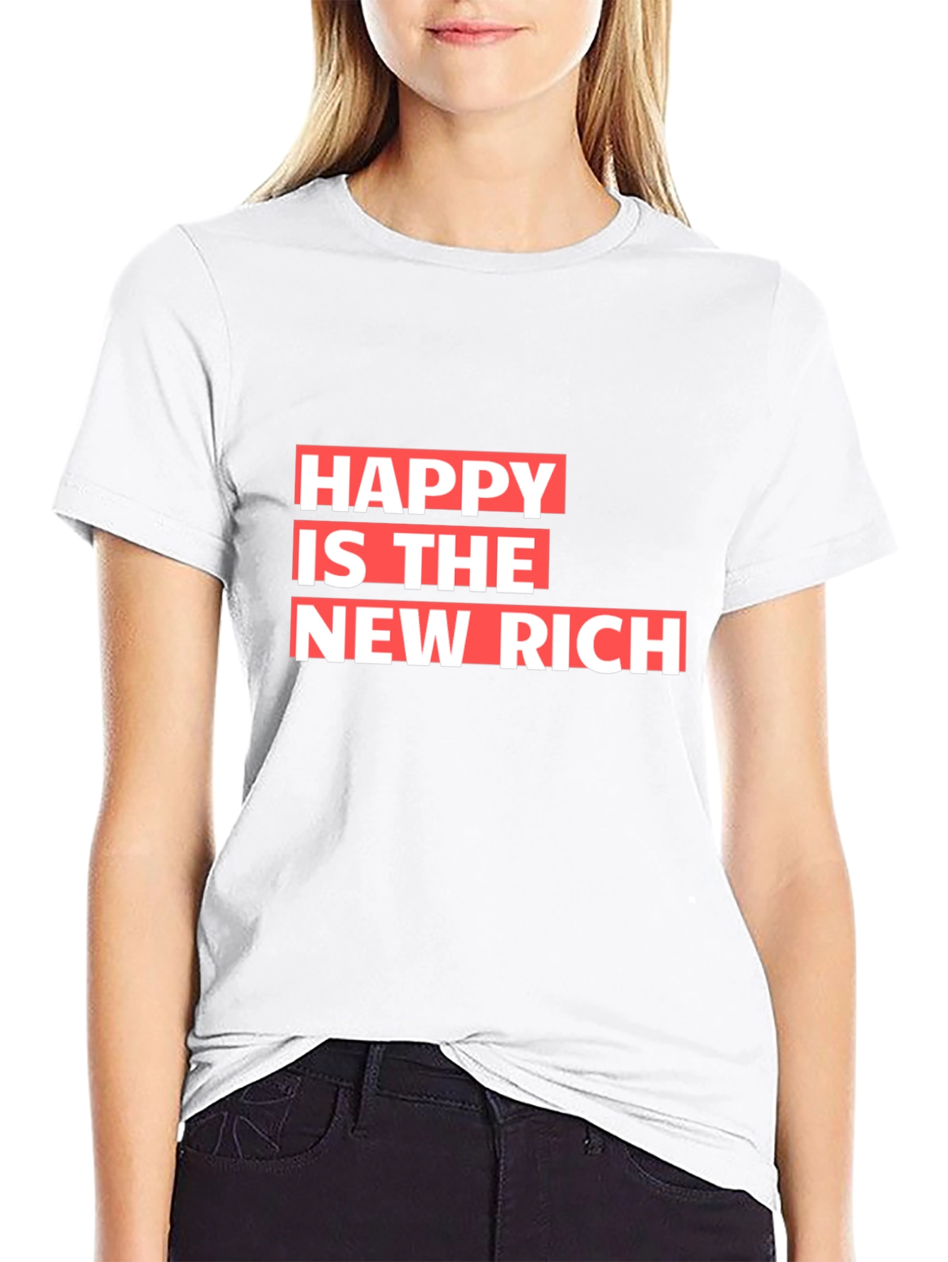 Happy is the New Rich Graphic Tee - Black