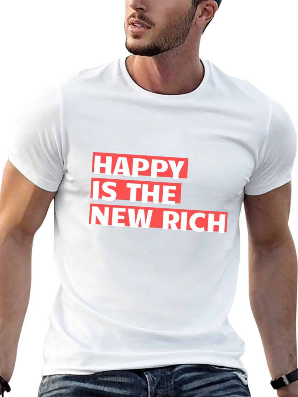 Happy is the New Rich Graphic Tee - Black