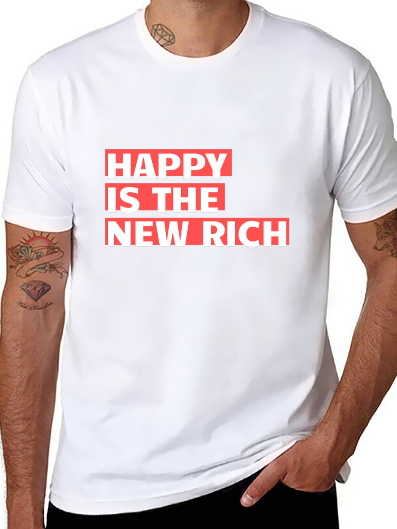 Happy is the New Rich Graphic Tee - Black