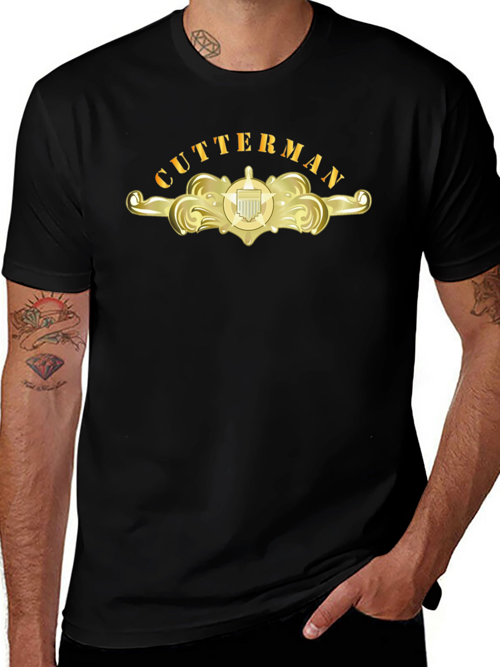 Cutterman Gold Emblem Black T-Shirt
