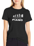 Evolution of Piano Player Black T-Shirt