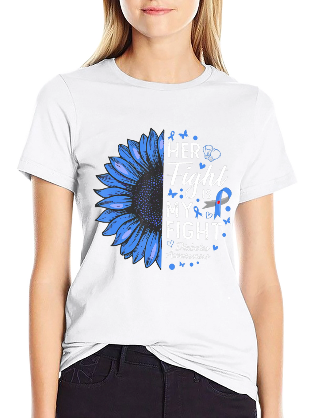 Diabetes Awareness T-Shirt - Her Fight is My Fight