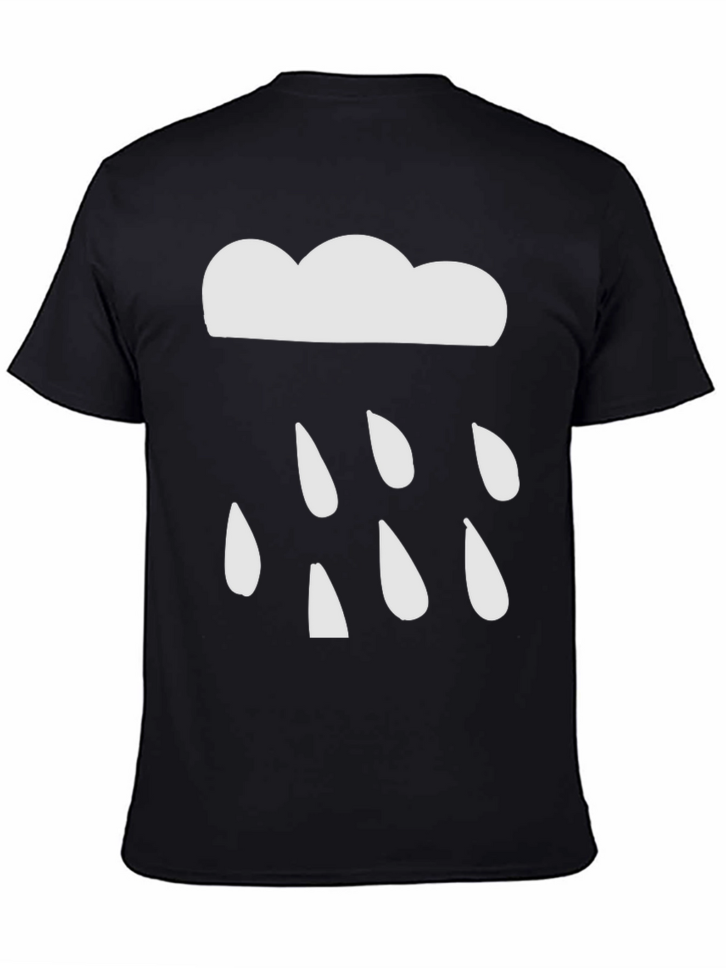 Cloud Raindrop Graphic Tee - Black Casual T-Shirt