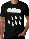 Cloud Raindrop Graphic Tee - Black Casual T-Shirt