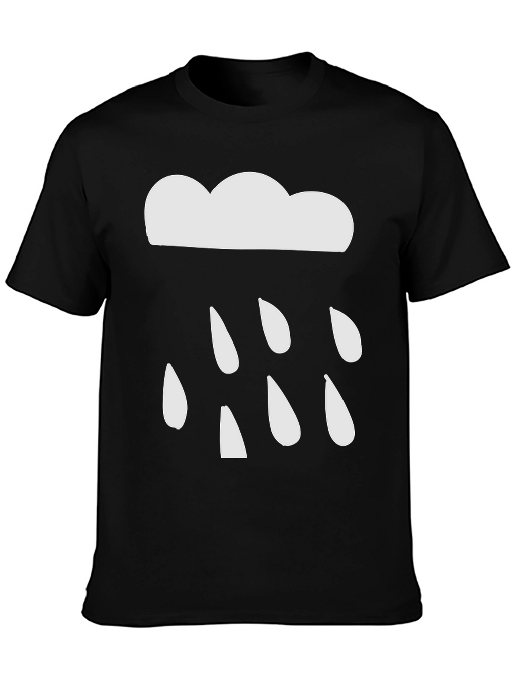 Cloud Raindrop Graphic Tee - Black Casual T-Shirt