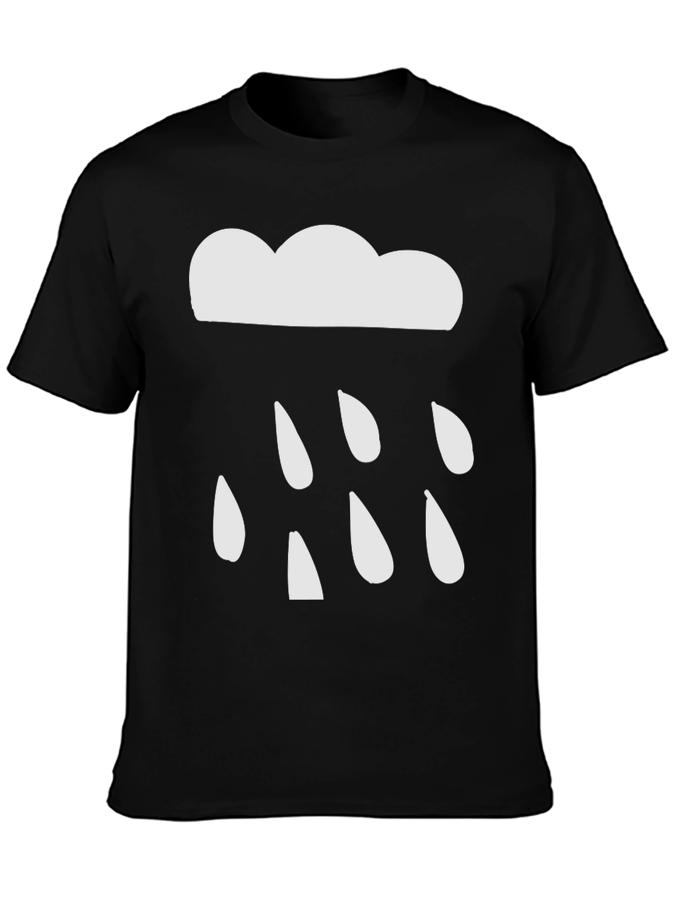 Cloud Raindrop Graphic Tee - Black Casual T-Shirt