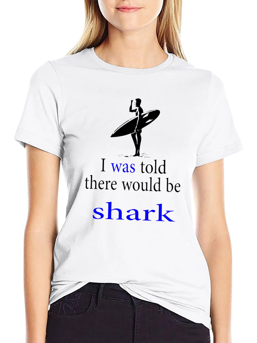 Shark Humor Graphic Tee - Surfer Design