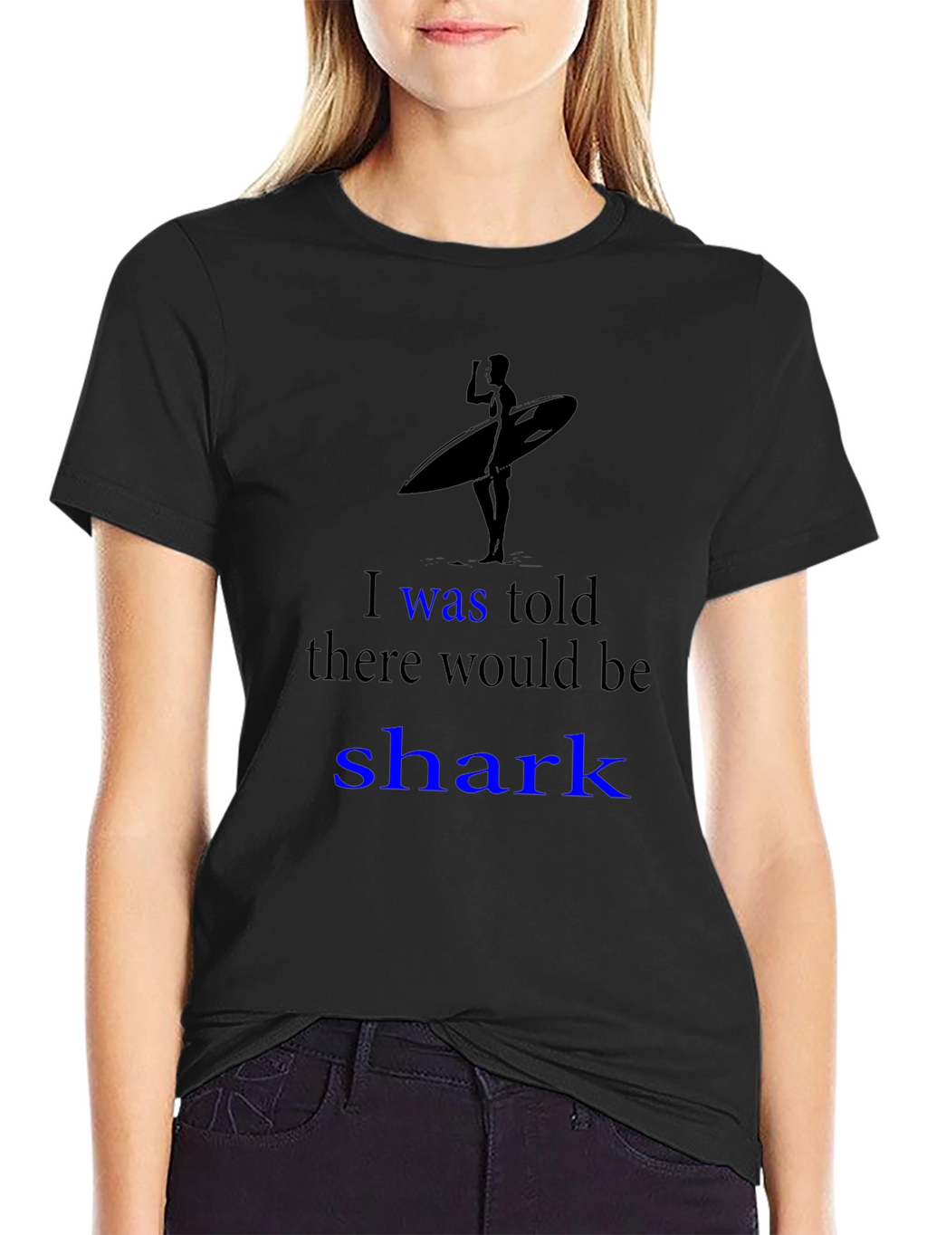 Shark Humor Graphic Tee - Surfer Design