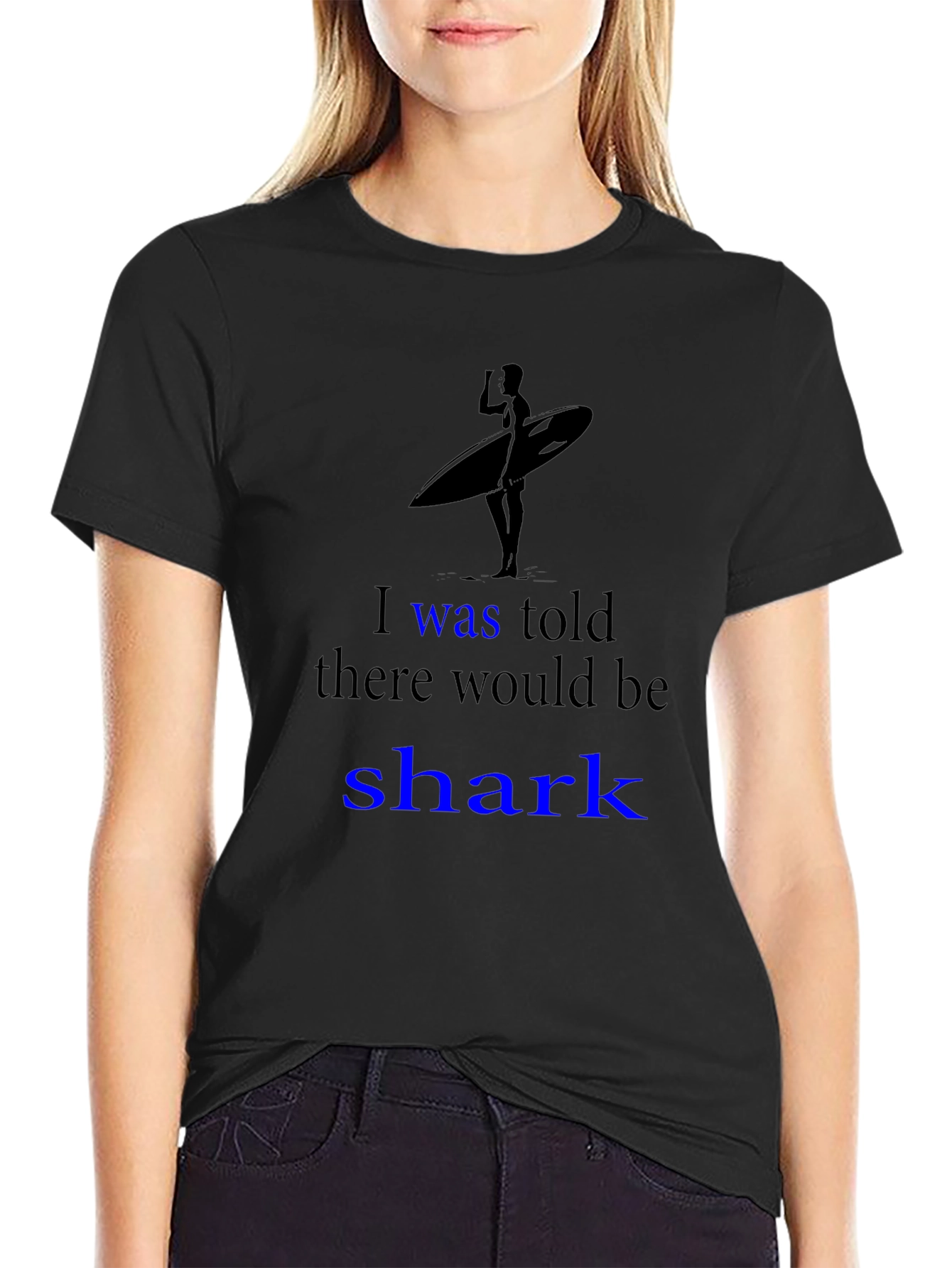 Shark Humor Graphic Tee - Surfer Design