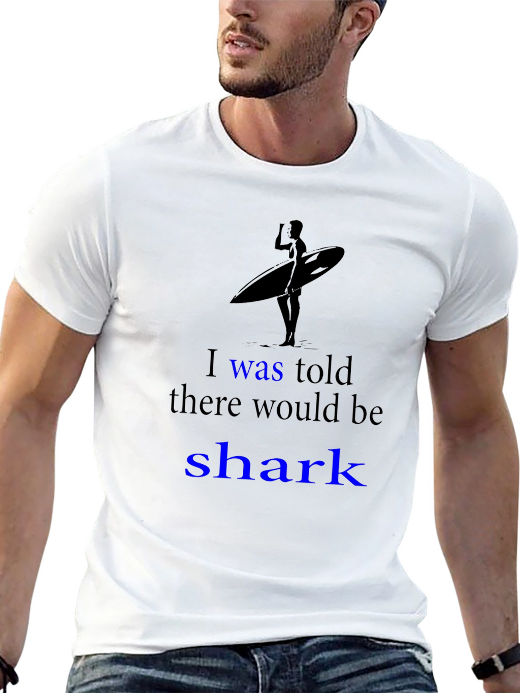 Shark Humor Graphic Tee - Surfer Design