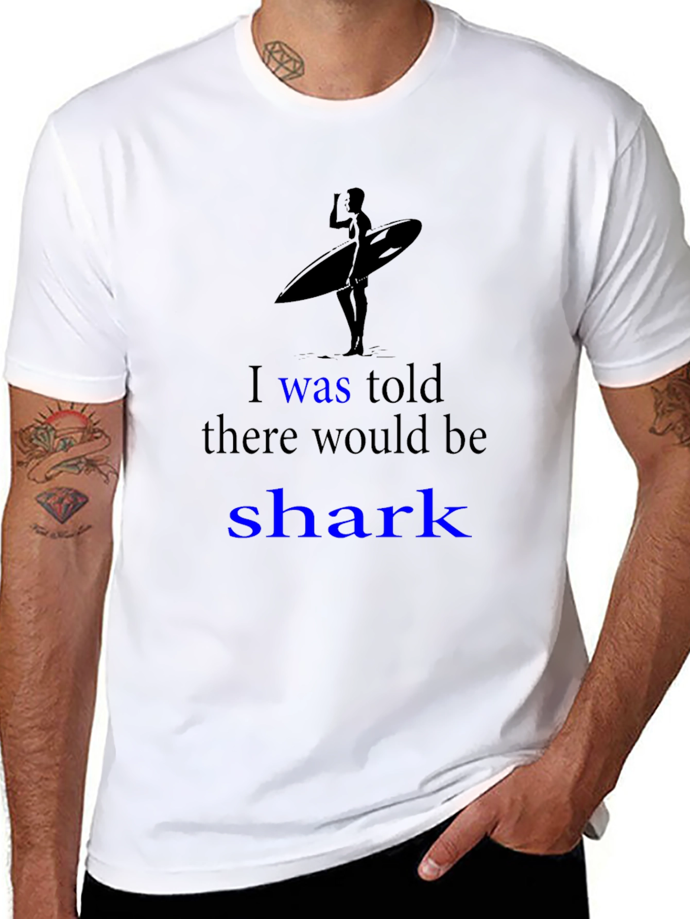 Shark Humor Graphic Tee - Surfer Design