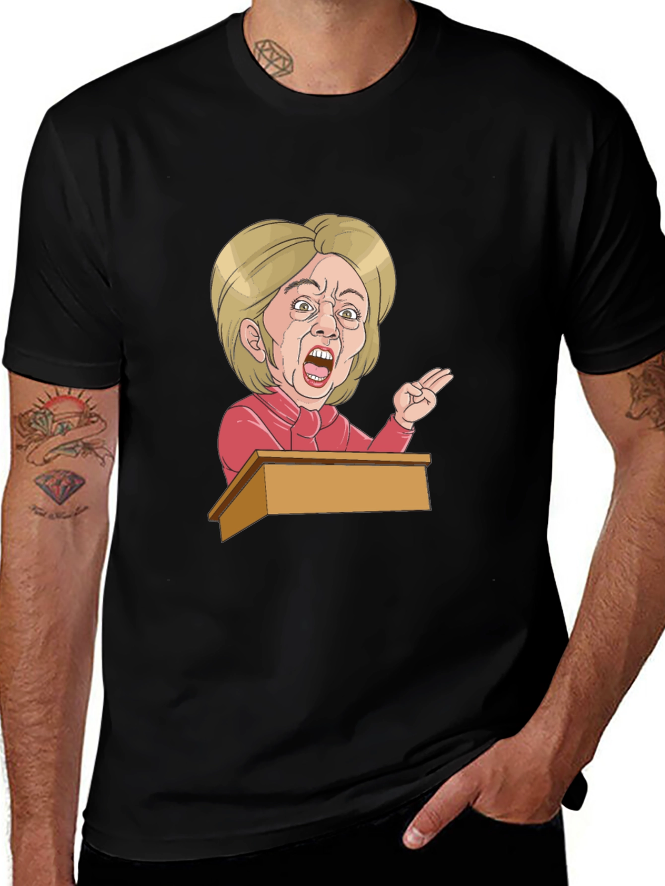 Hillary Clinton Cartoon Graphic T-Shirt