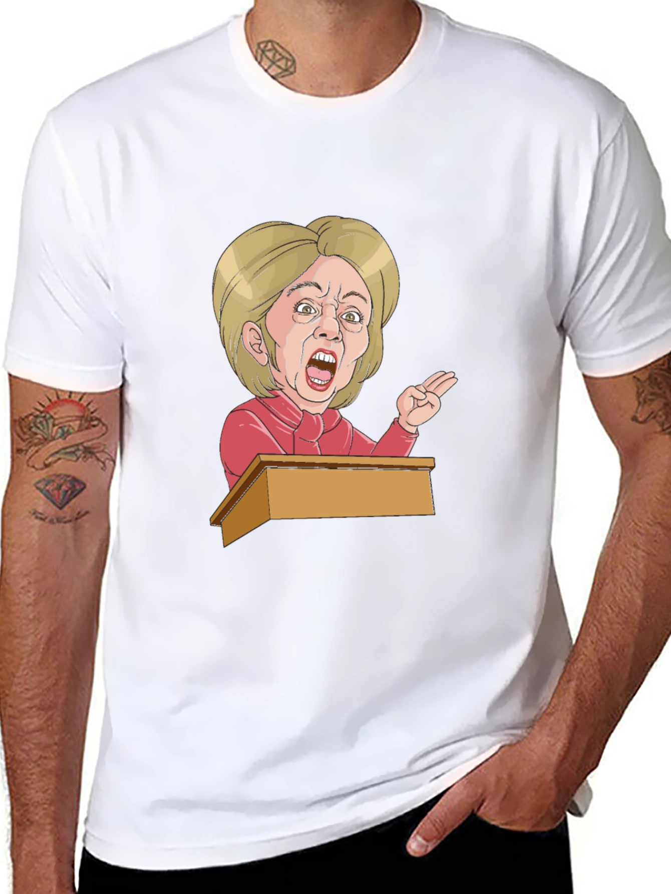 Hillary Clinton Cartoon Graphic T-Shirt