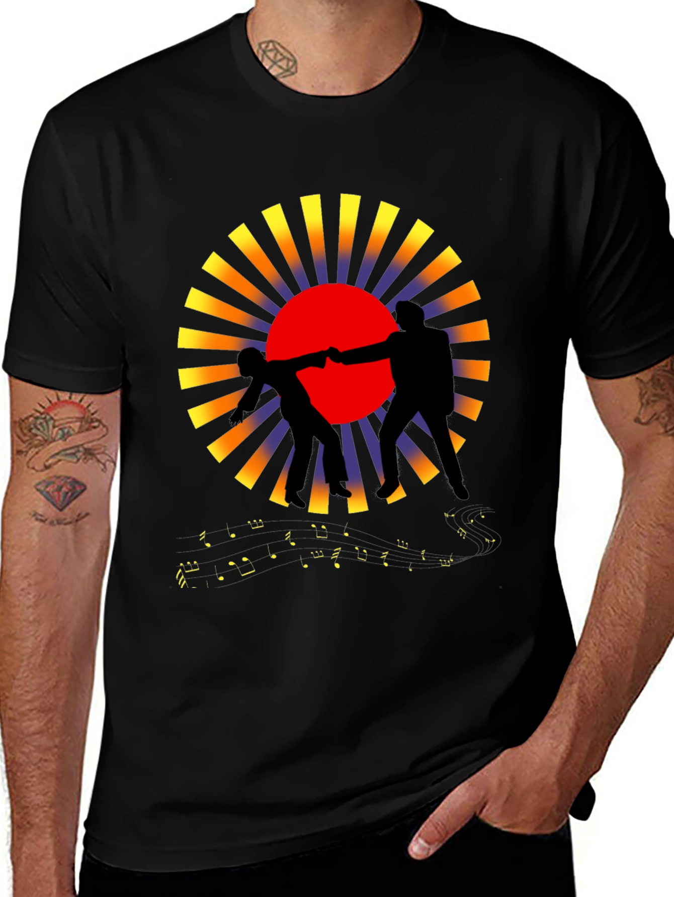 Sunset Fist Bump Black Graphic Tee