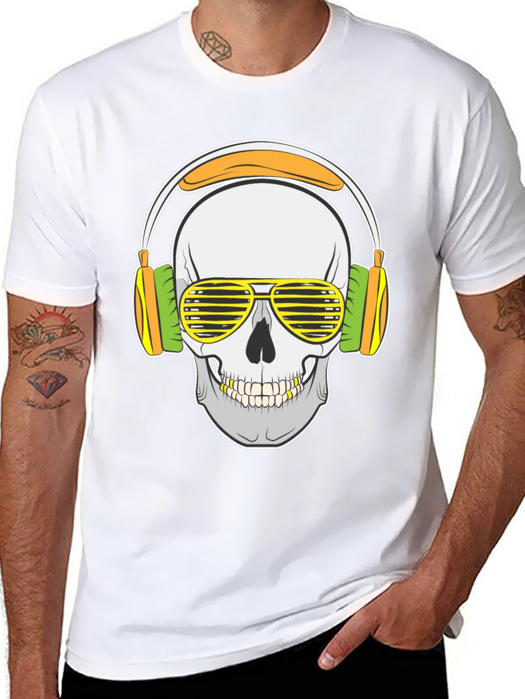 Skull with Headphones Graphic T-Shirt