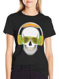 Skull with Headphones Graphic T-Shirt