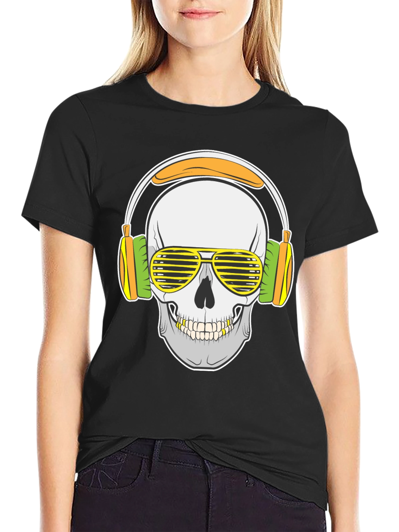 Skull with Headphones Graphic T-Shirt