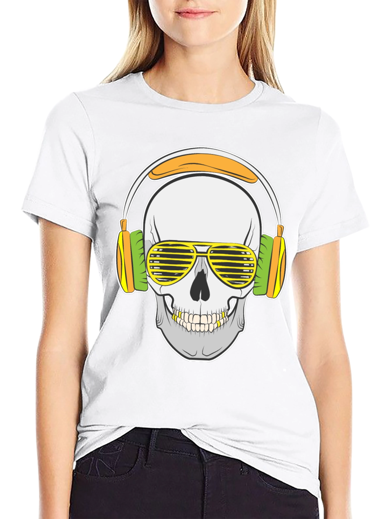 Skull with Headphones Graphic T-Shirt