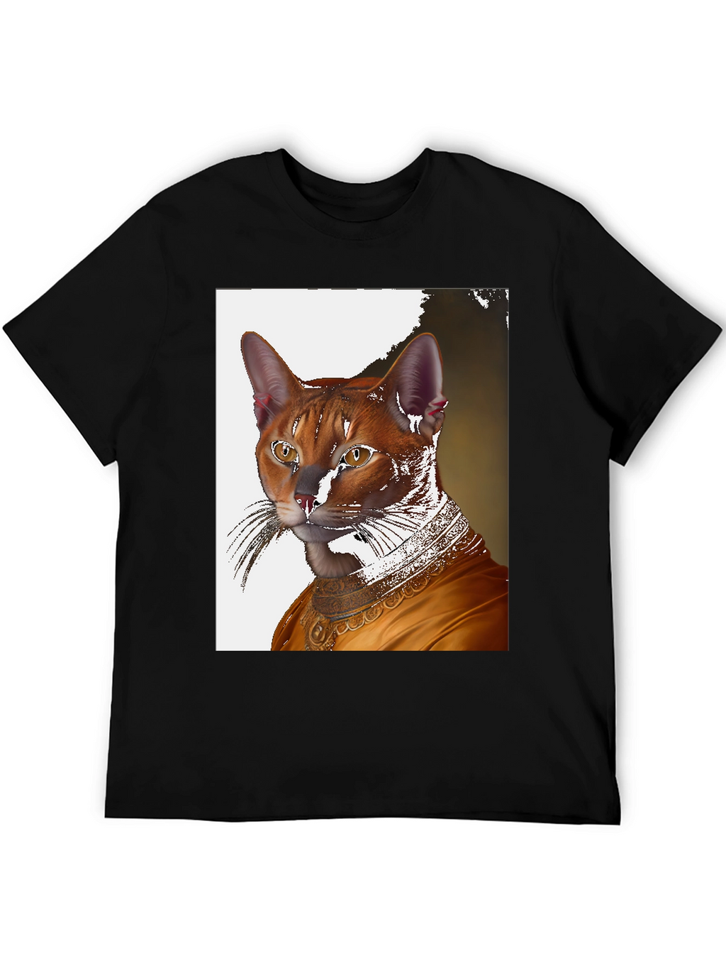Regal Cat Portrait Tee - Unique Artistic Design