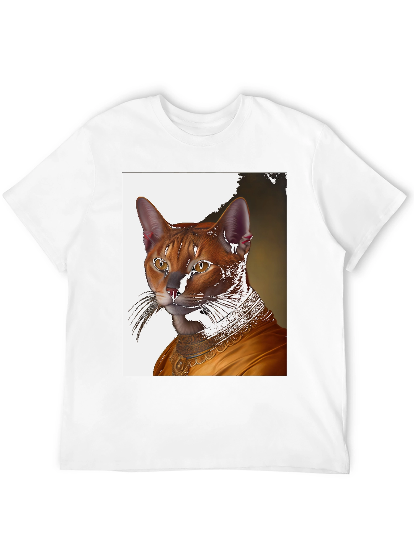 Regal Cat Portrait Tee - Unique Artistic Design