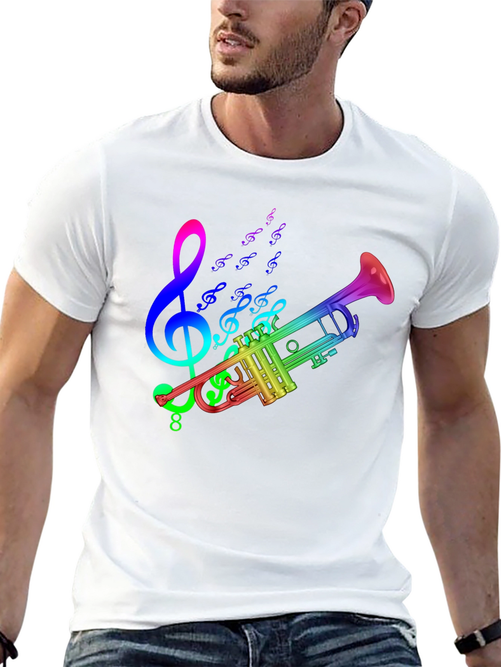 Rainbow Trumpet T-Shirt - Music Lover Tee