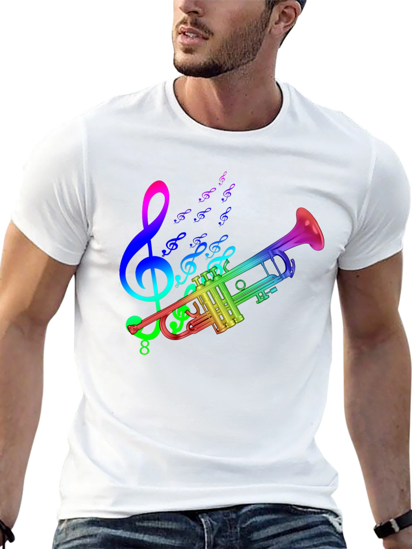 Rainbow Trumpet T-Shirt - Music Lover Tee