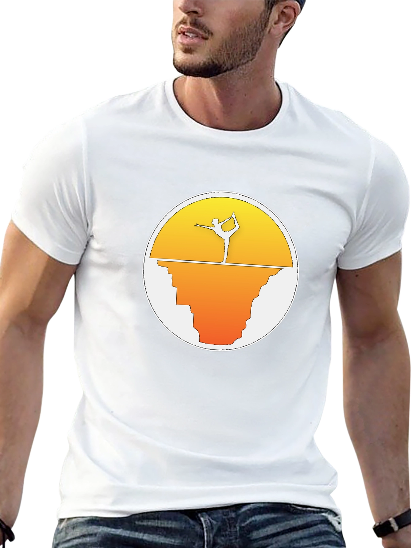 Yoga Pose Sunset Graphic Tee - Black