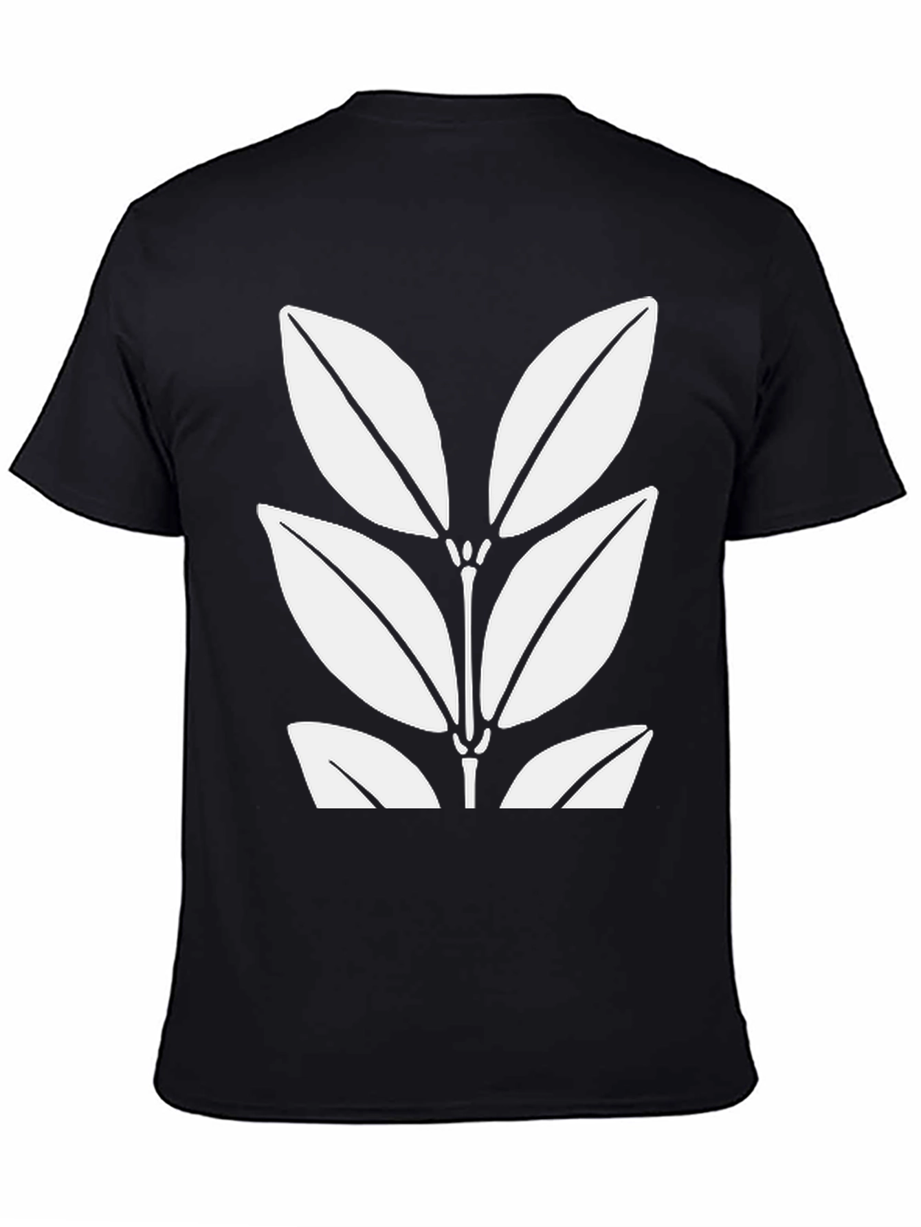 Leaf Print Black T-Shirt