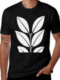 Leaf Print Black T-Shirt