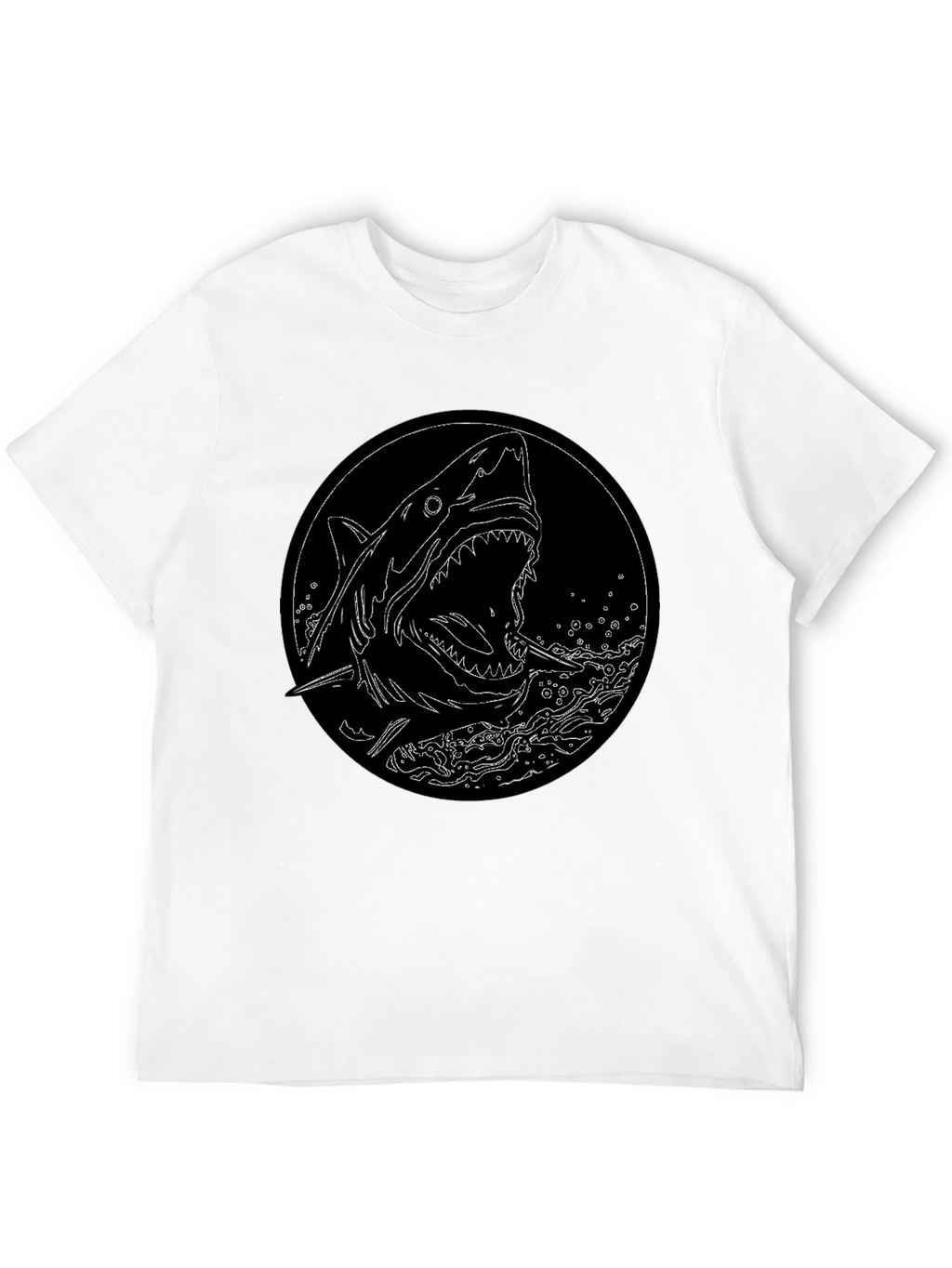 Shark Graphic Tee - Black Cotton T-Shirt