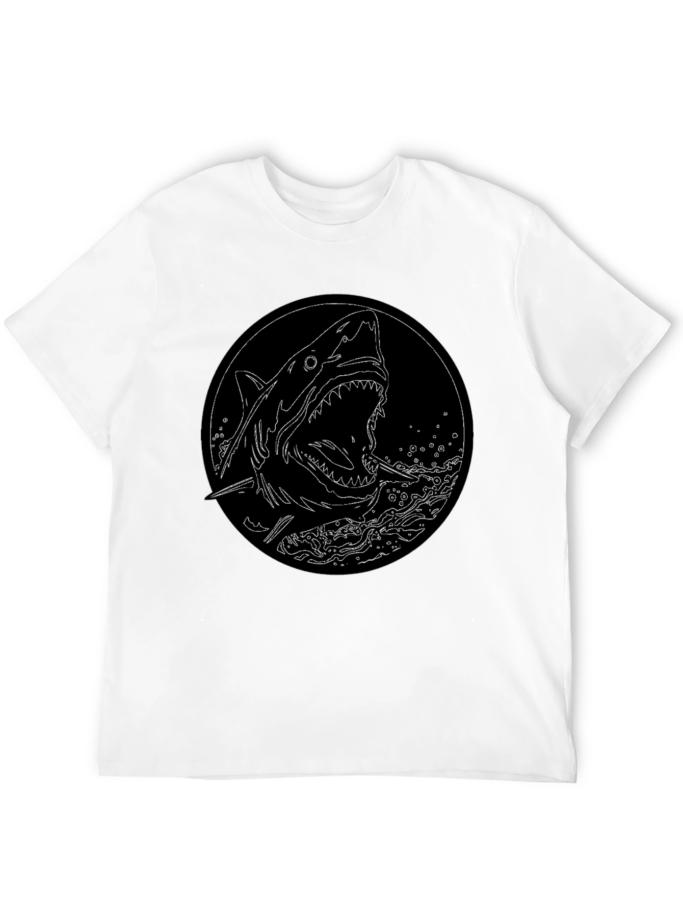 Shark Graphic Tee - Black Cotton T-Shirt