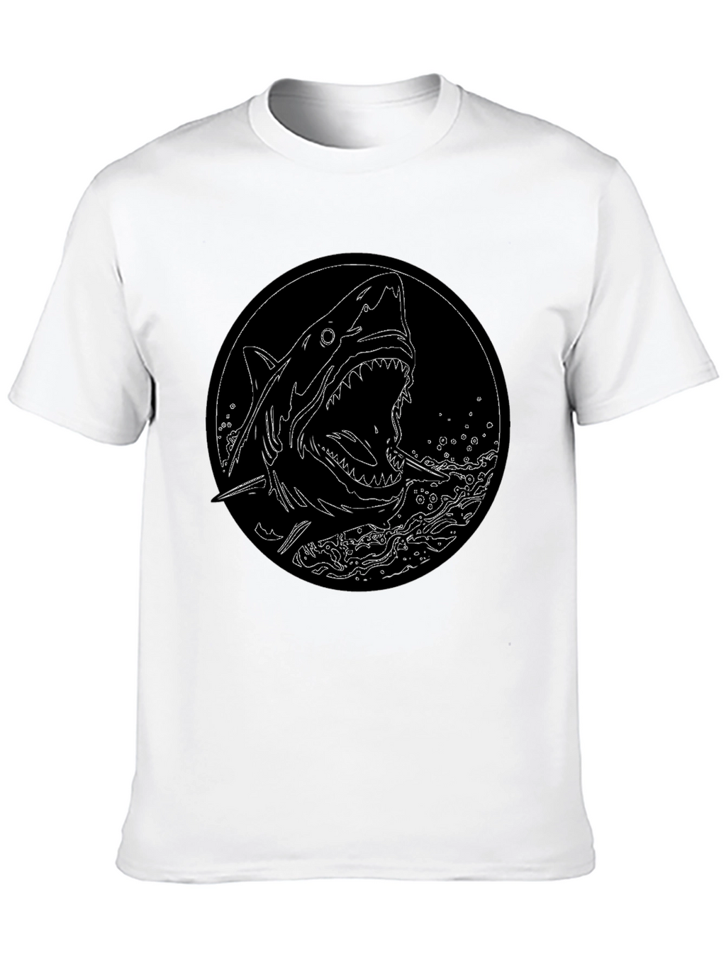 Shark Graphic Tee - Black Cotton T-Shirt