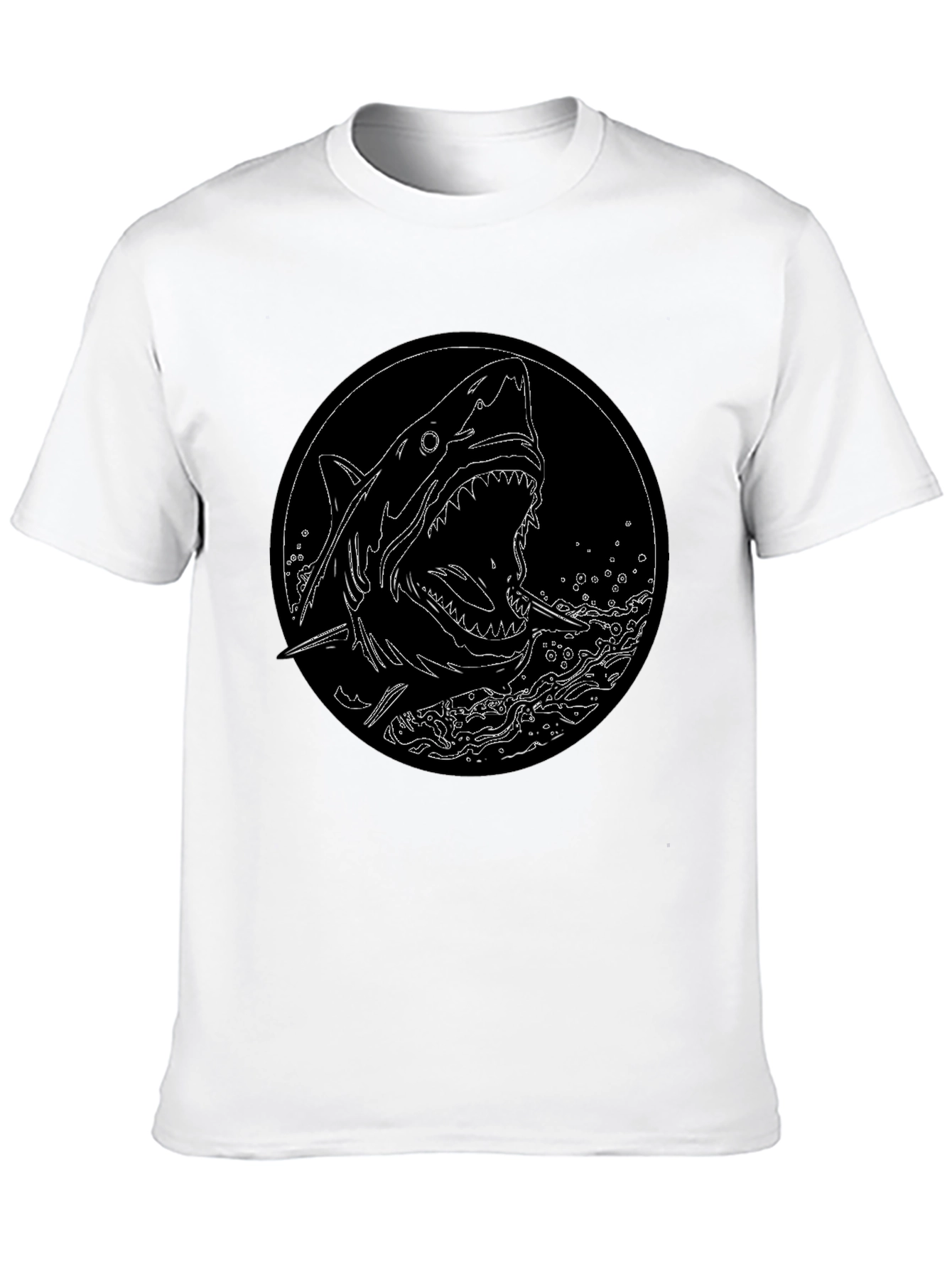 Shark Graphic Tee - Black Cotton T-Shirt