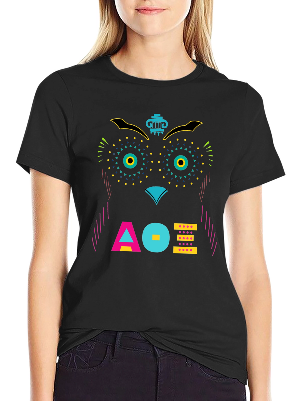 Geometric Owl Graphic Tee - Unique Modern Design