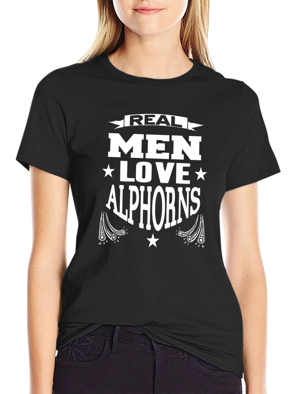 Real Men Love Alphorns T-Shirt - Black