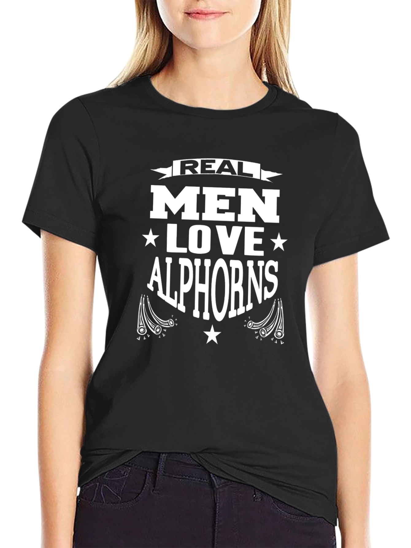 Real Men Love Alphorns T-Shirt - Black