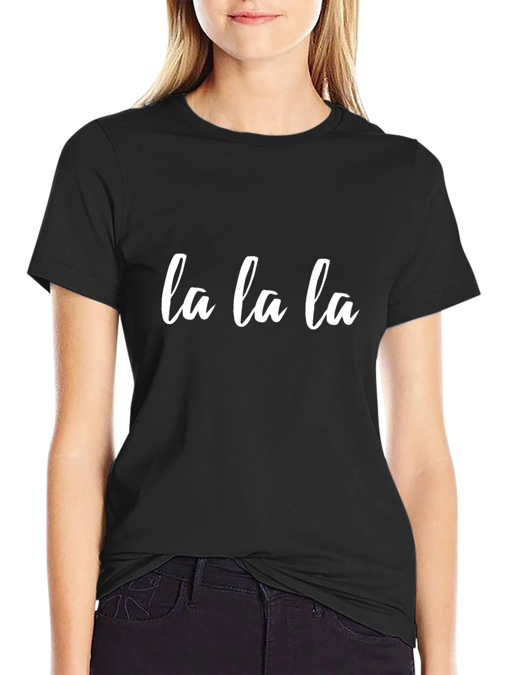 La La La Graphic Tee - Black Cotton T-Shirt