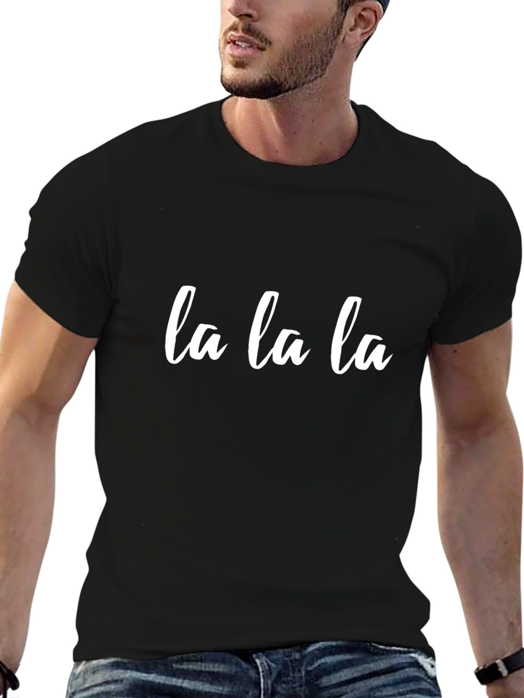 La La La Graphic Tee - Black Cotton T-Shirt