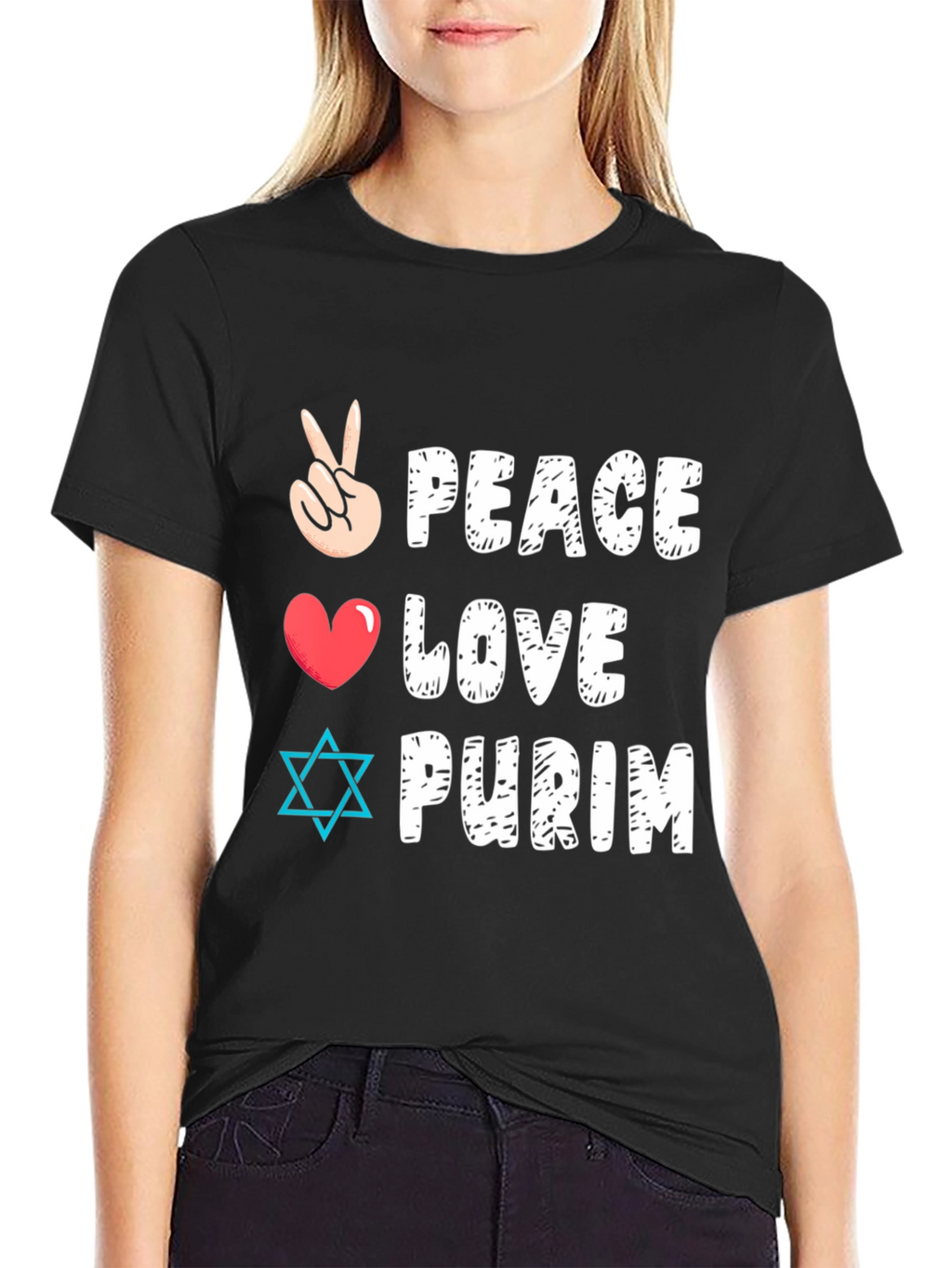 Peace Love Purim T-Shirt Jewish Holiday Tee